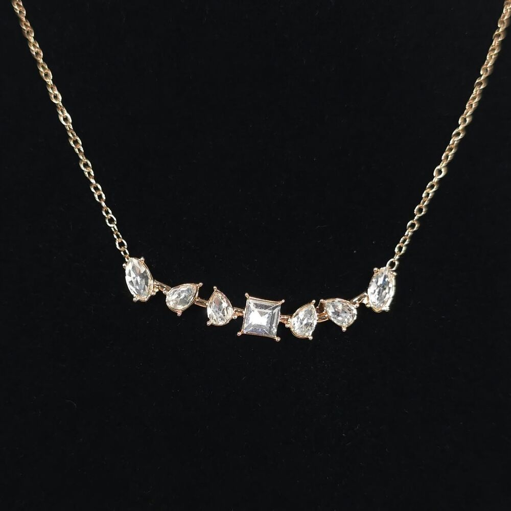 ANTHROPOLOGIE Women's New Necklace Crystal Mix Gold Plated Glass Adjustable OS